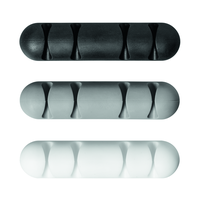 Clip de câble multi, set avec 3 pièces en blanc, gris et noir