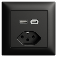 EDIZIOdue Kombination USB A+C + 1xT13 schwarz