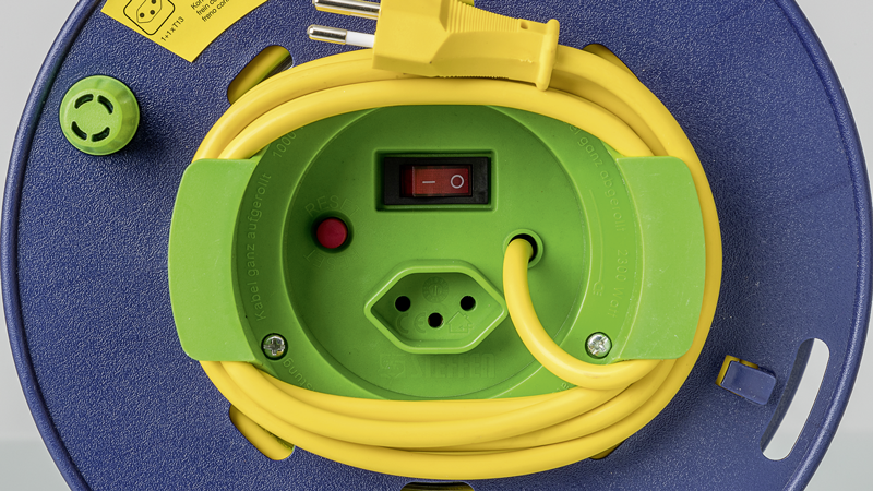 Kunststoff Gerätekabelrolle LOOP 1+1xT13 Td 3x1mm2 40m bl/gr