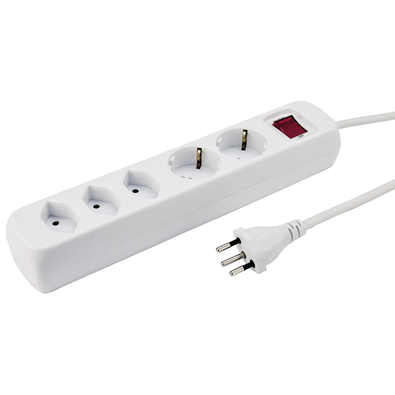 Steckdosenleiste POWER EASY 3xT13 + 2xCEE7/4 1.5m mit Schalter ws
