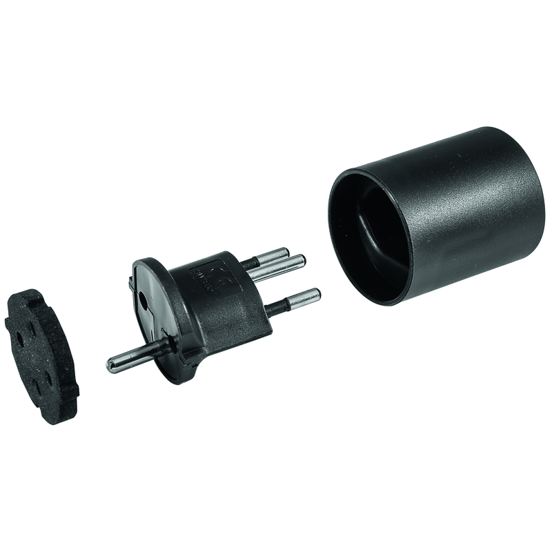 FIX Adapter Deutschland CEE7/7 - Schweiz T12 3-polig IP44 sw