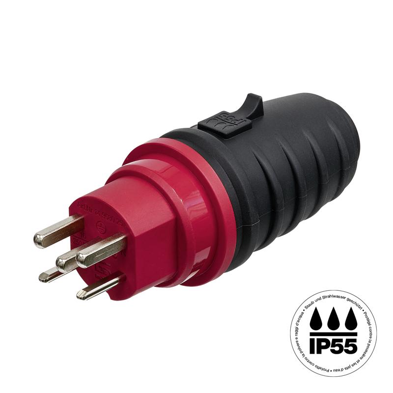 Stecker T25 IP55 anthrazitgrau/rot mit EAN