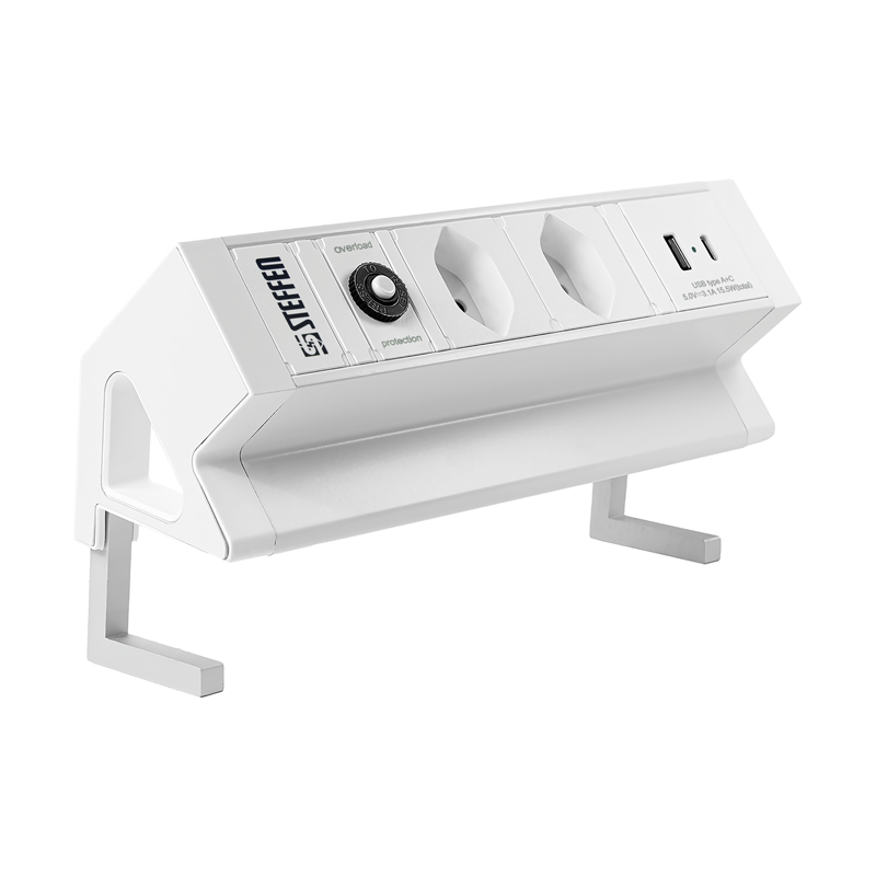 Presa multipla da tavolo ALU DESK 2xT13 + 1xUSB-A + 1xUSB-C 15.5W 1.5m bi