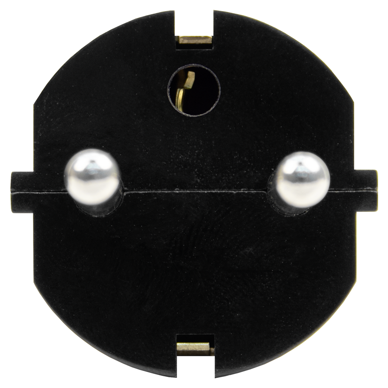 SCHUKO-Stecker schwarz (Typ E+F, CEE 7/7) seitlichem und zweitem Schutzkontakt