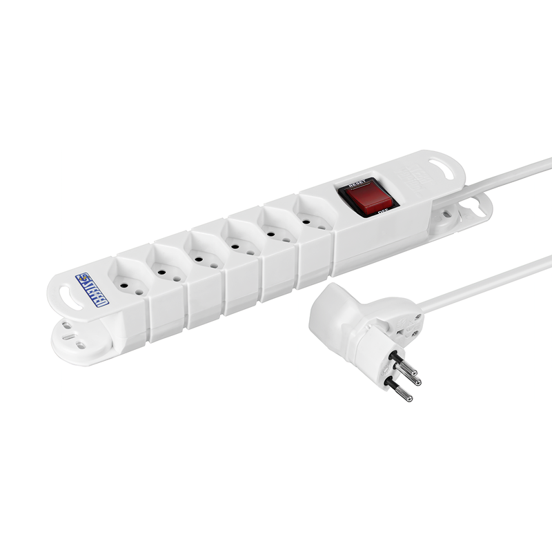 Steckdosenleiste VARIABL 6xT13 3m mit Schalter + Dreh-Winkelstecker MISTER T ws