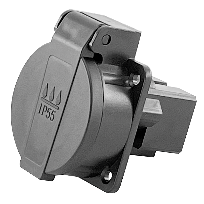 Einbausteckdose 1xT13 (10A/250V) IP55 schwarz