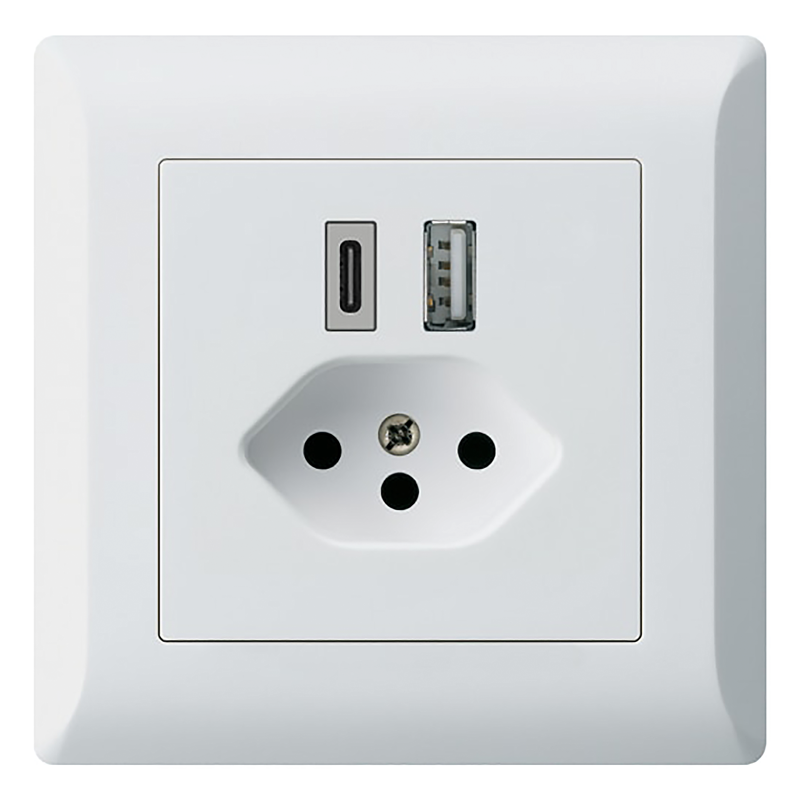 Kallysto line ENC Prise de charge blanc 1xUSB-A+C 18W, 1xT13