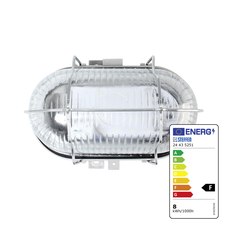 WORKLIGHT LED oval Wandleuchte mit Schutzgitter 8W