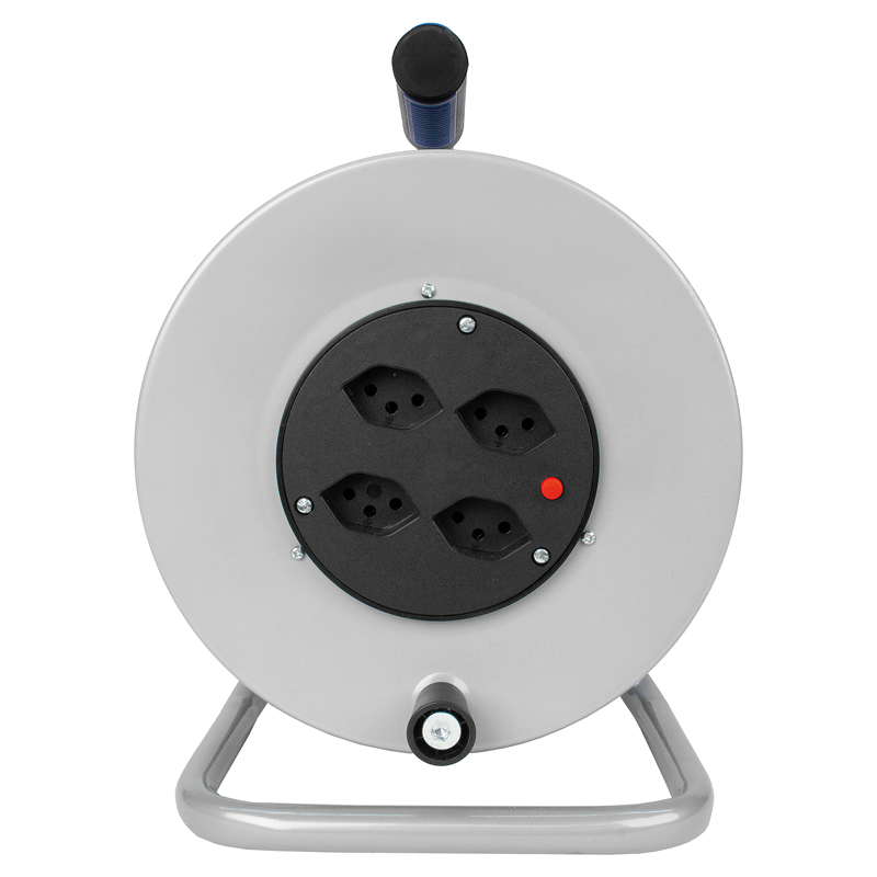 Enrouleur de câble métal 4xT13 Td 3x1mm² 25m gris/noir