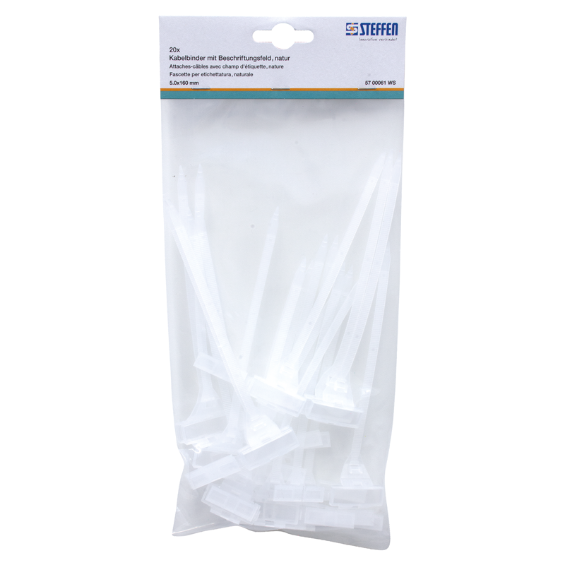 Fascette per etichettatura naturale 160mm x 5.0mm, Pack à 20 pz.