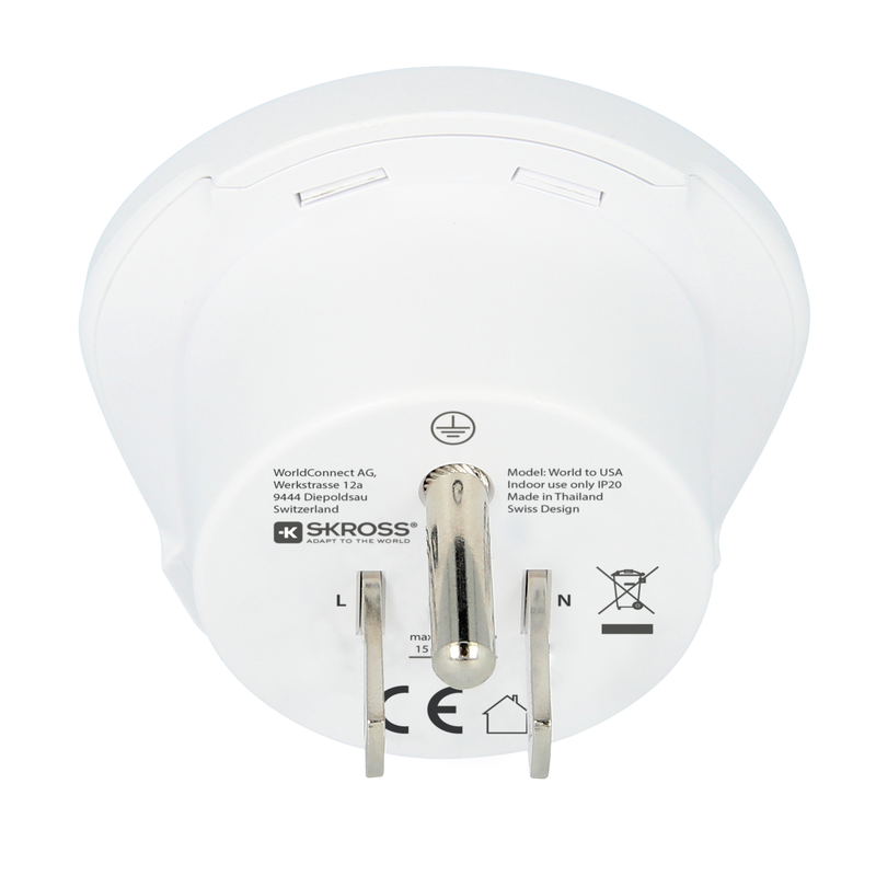 SKROSS Reiseadapter World - USA 3-polig max. 15A ws