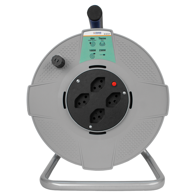 Enrouleur de câble plastique 4xT13 Td 3x1mm² 40m gris/noir