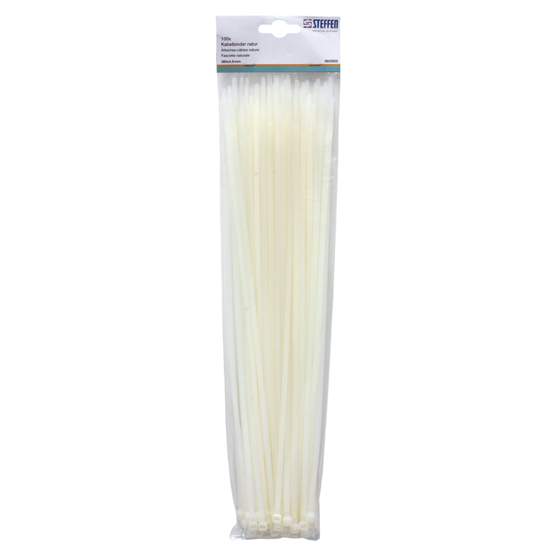Fascette naturale 385mm x 4.8mm 100 pz.