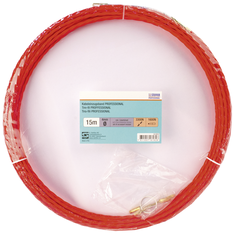 Tire-fil PROFFESSIONAL 15m Ø 4mm avc ressort de recherche + jeu d'accessoires rg