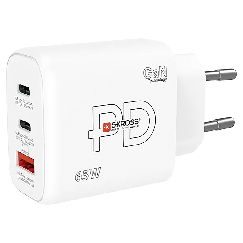 SKROSS Adapt. de charge 48W GaN 2xUSB-C + 1xUSB-A bl