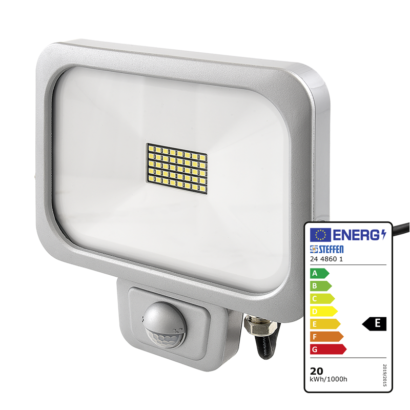 WORKLIGHT LED Strahler 20W grau mit PIR 120° 6-8m
