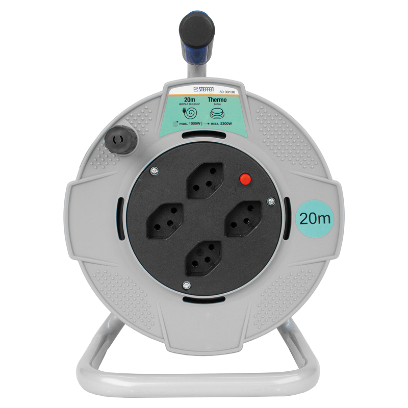 Avvolgicavo in plastica 4xT13 Td 3x1mm² 20m grigio/nero