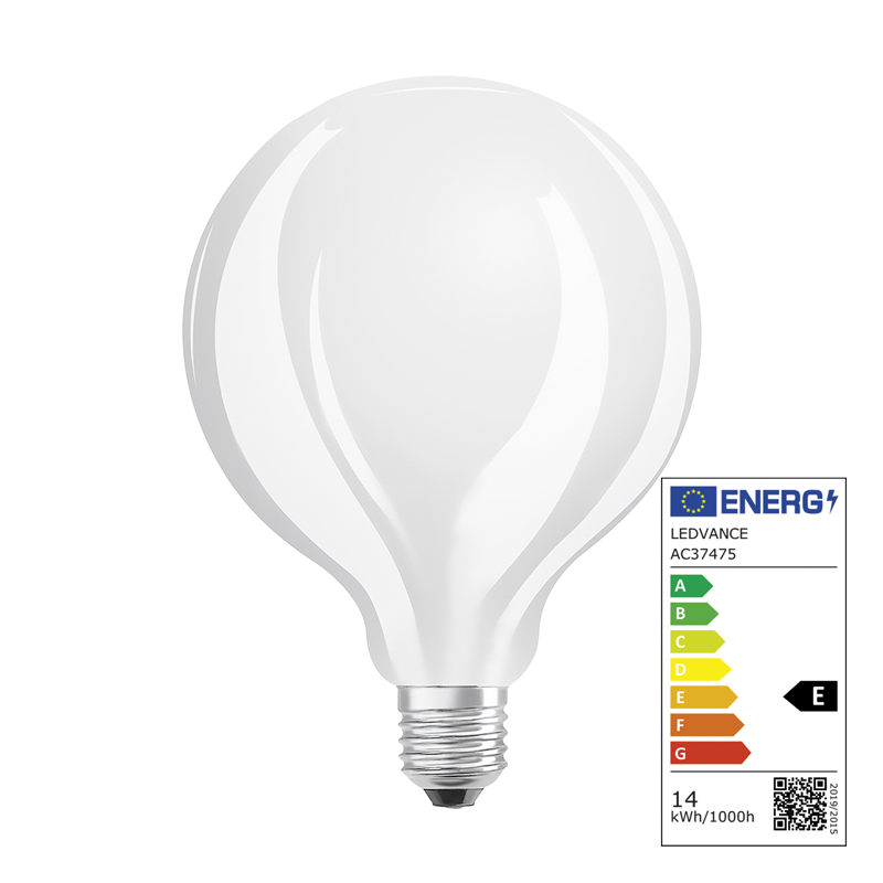 Osram LED Superstar Retrofit Cl. Globe E27 240V 12W (120W) 1521lm smerig. WW D