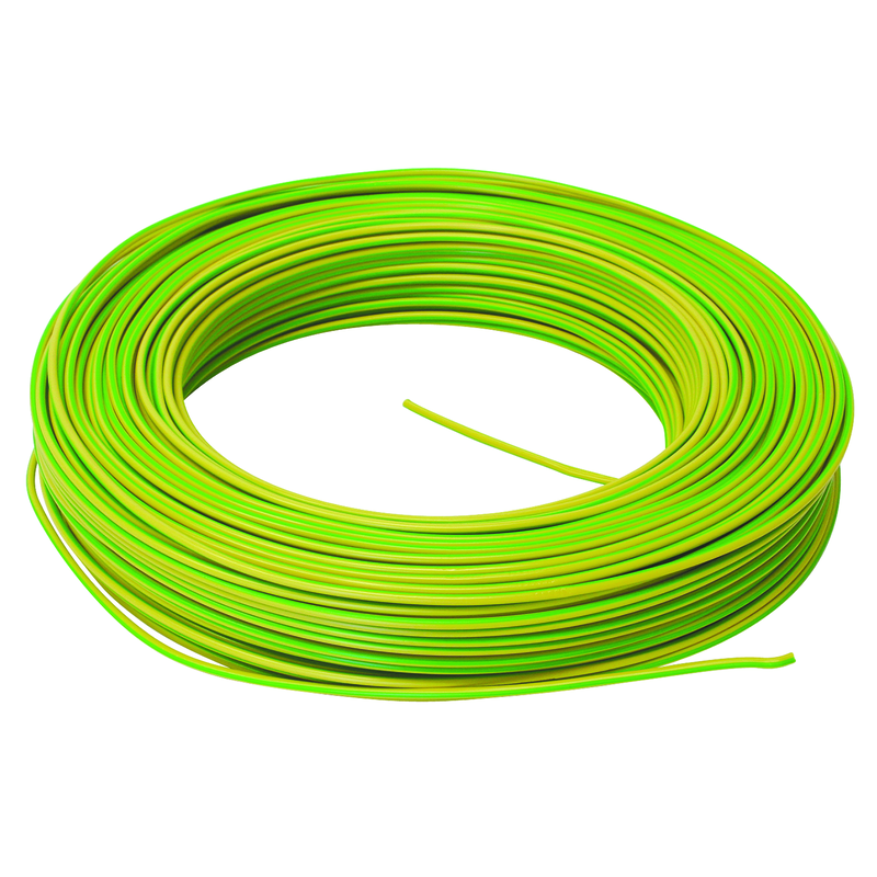 Fil-T 1.5mm² jaune/vert bague 100m