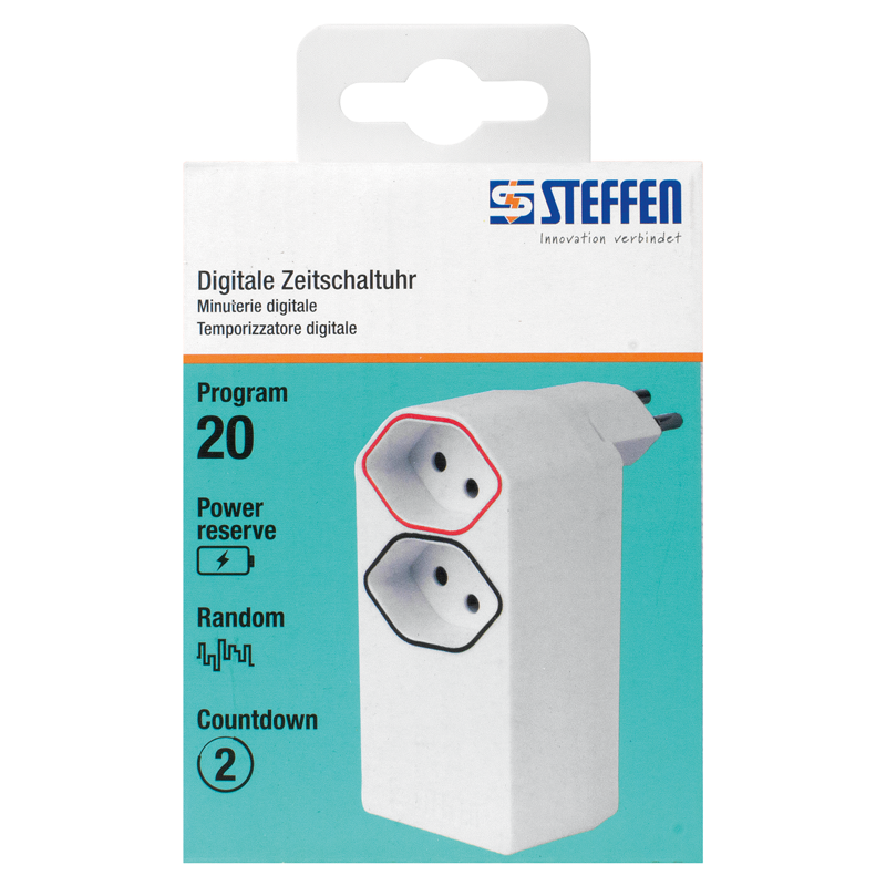 Timer digitale 2xT13 / 20 progr. di commut. / generat. casuale / countdown bi