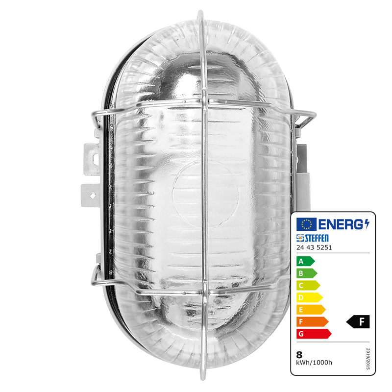 WORKLIGHT Lampe à LED murale ovale avec grille de protection 8W