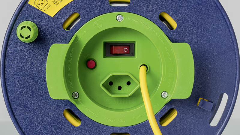 Kunststoff Gerätekabelrolle LOOP 1+1xT13 Td 3x1mm2 40m bl/gr