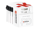 SKROSS Reiseadapter World + 2x USB, 3-polig, max. 4.8A, mit Sicherung, ws