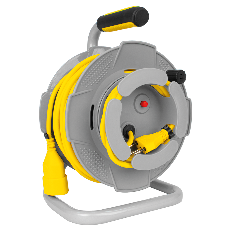 Enrouleur de câble en plastique T12/T13 Td 3x1mm² 18,5m+1,5m gr/jn