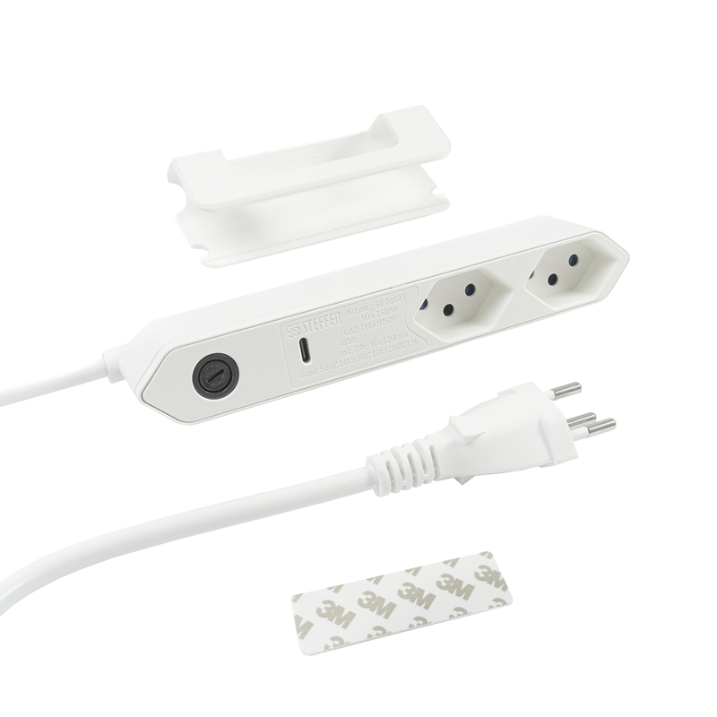 Steckdosenleiste IQ 2xT13 + 1xUSB-C PD 18W 1.5m ws