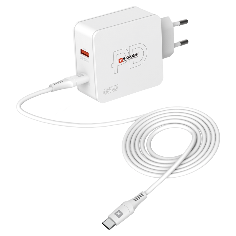 SKROSS Adapt. de charge 48W PD 1xUSB-A + 1xUSB-C max. 6.0A, bl