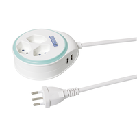 Multiprise DISC 3xT13 + 2xUSB-A 1.5m avec interrupteur bl/mi