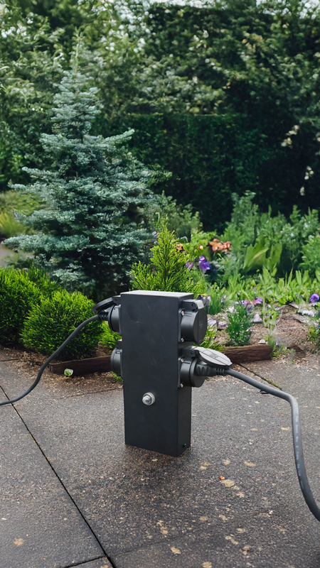 GardenLine Steckdosensäule 4xT13 IP55 mit Überstromschutzschalter