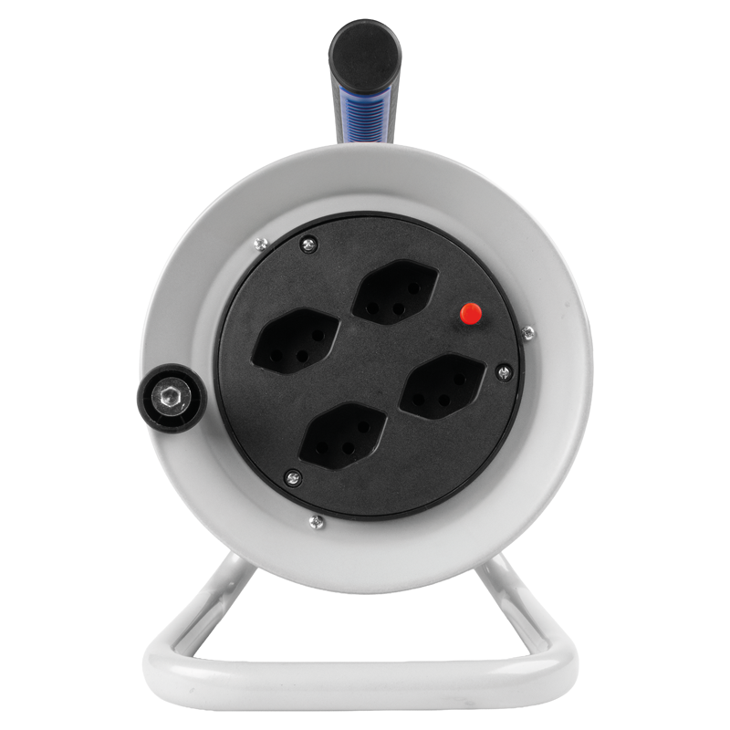 Avvolgicavo in metallo 4xT13 Td 3x1mm² 15m grigio/nero