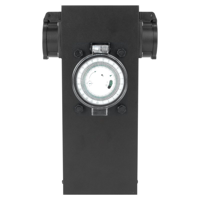 GardenLine Colonna con prese elettriche e timer 2xT13 IP55 con protezione da sov