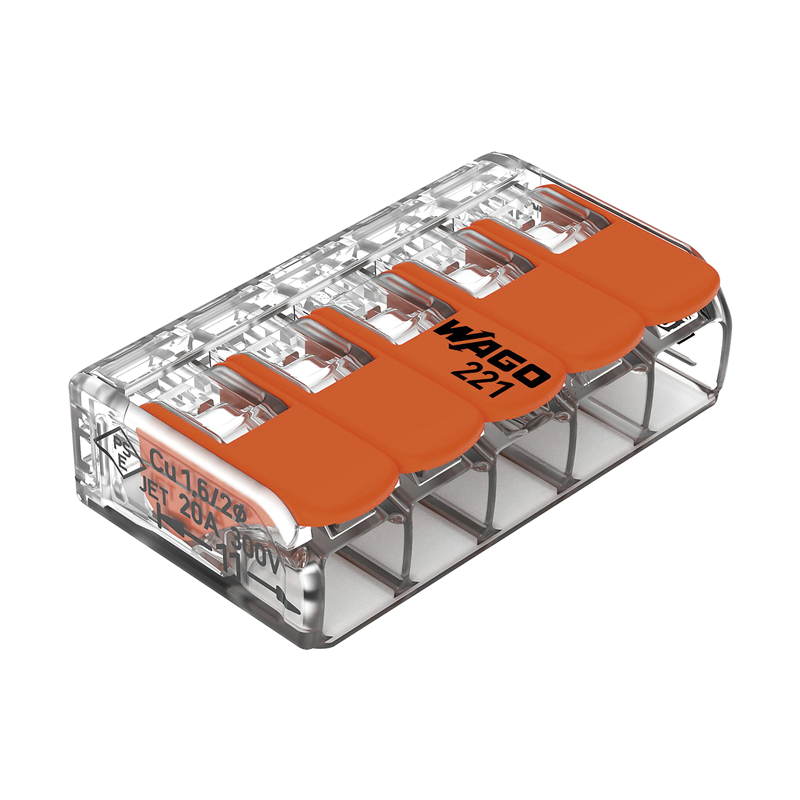 Borne à fiche COMPACT 5x 0.14-4mm2 avec levier de commande tr/or UE 8 pcs.