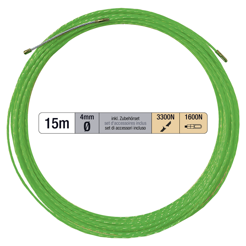 Tire-fil PROFFESSIONAL 15m Ø 3mm avc ressort de recherche + jeu d'accessoires vt