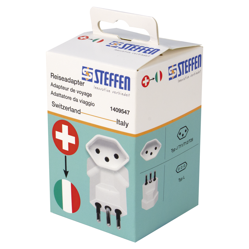 Reiseadapter Schweiz - Italien 3-polig max. 10A ws