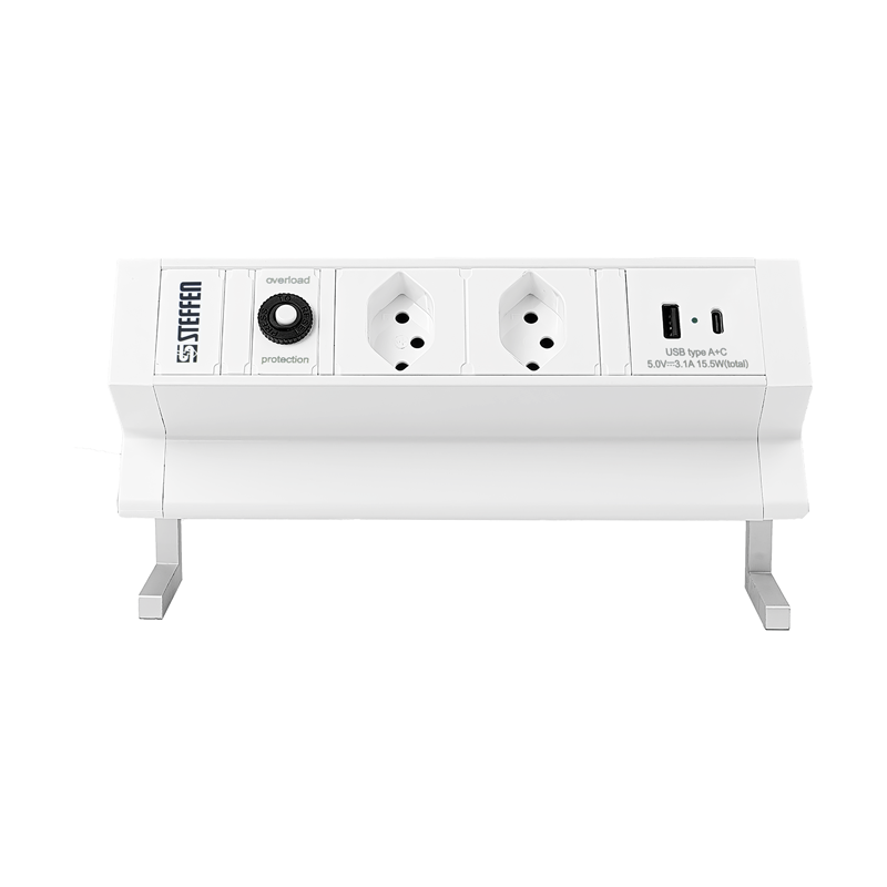 Multiprise de table ALU DESK 2xT13 + 1xUSB-A + 1xUSB-C 15.5W 1.5m bl