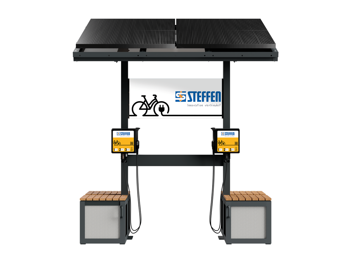 LiON Rack Ladestation mit 4 Ladeboxen mit Sitzbänke - A. Steffen AG