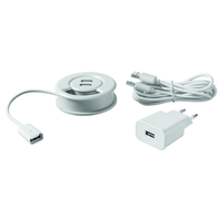 Passe-câbles de table avec 2x USB-A 5V/2A + câble de raccord. 1.5m bl