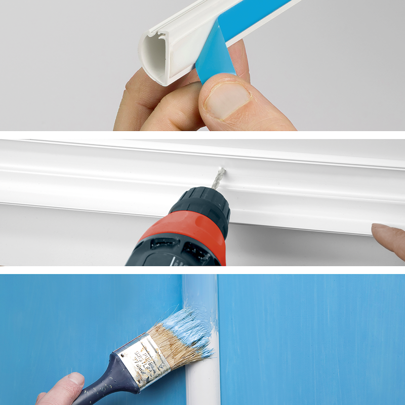 D-Line Kabelkanal halbrund 30x15mm Stange 2m weiss