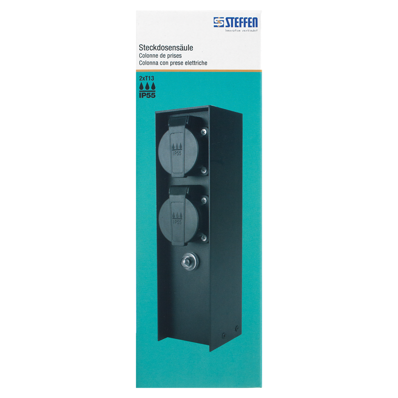 GardenLine Colonna con prese elettriche 2xT13 IP55 con protezione da sovracorren