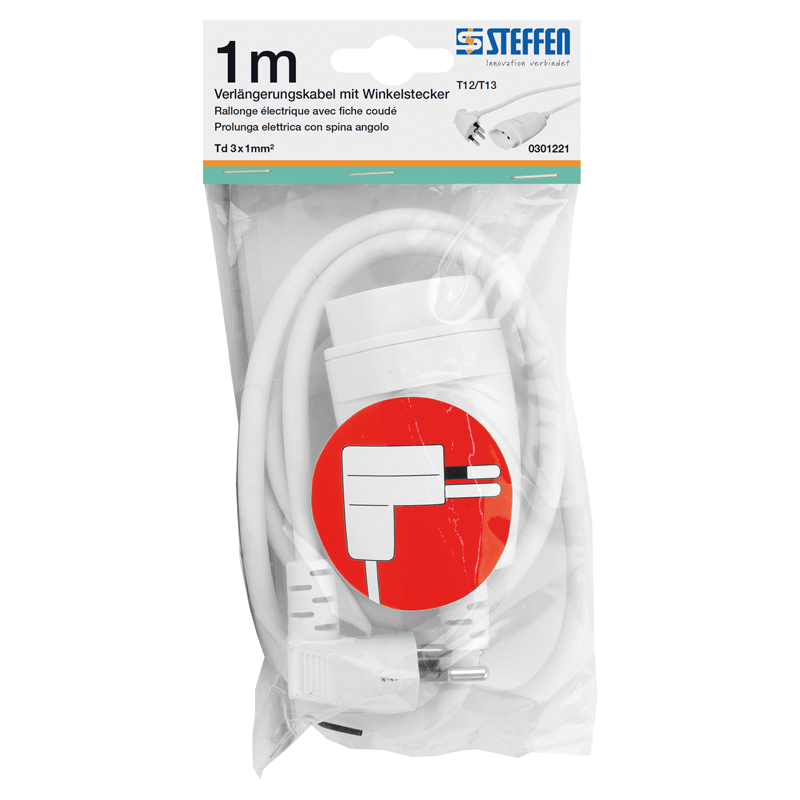 Verlängerungskabel Td 3x1mm2 1m T12-T13 ws