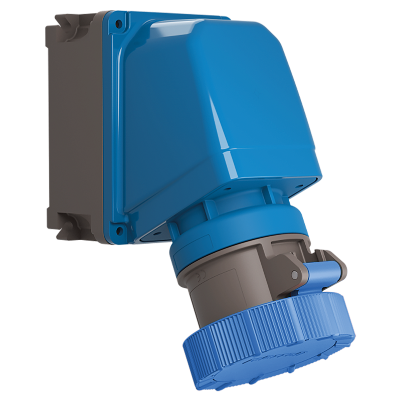 CEE 65° Wand-Steckdose 16/3 230V 6h vernickelt