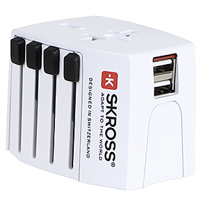 SKROSS Reiseadapter MUV World - World + 2xUSB-A 2-polig max. 2.5A mit Sicherung