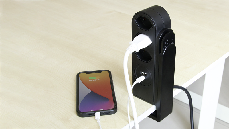 Multiprise CLAMP 3xT13 + USB-A+C 1.5m nr