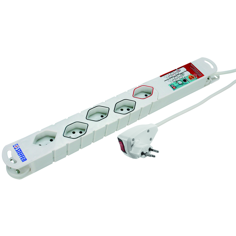 Steckdosenleiste VARIABL VARITRONIC 4+1xT13 3m mit Dreh-Winkelstecker RESET ws