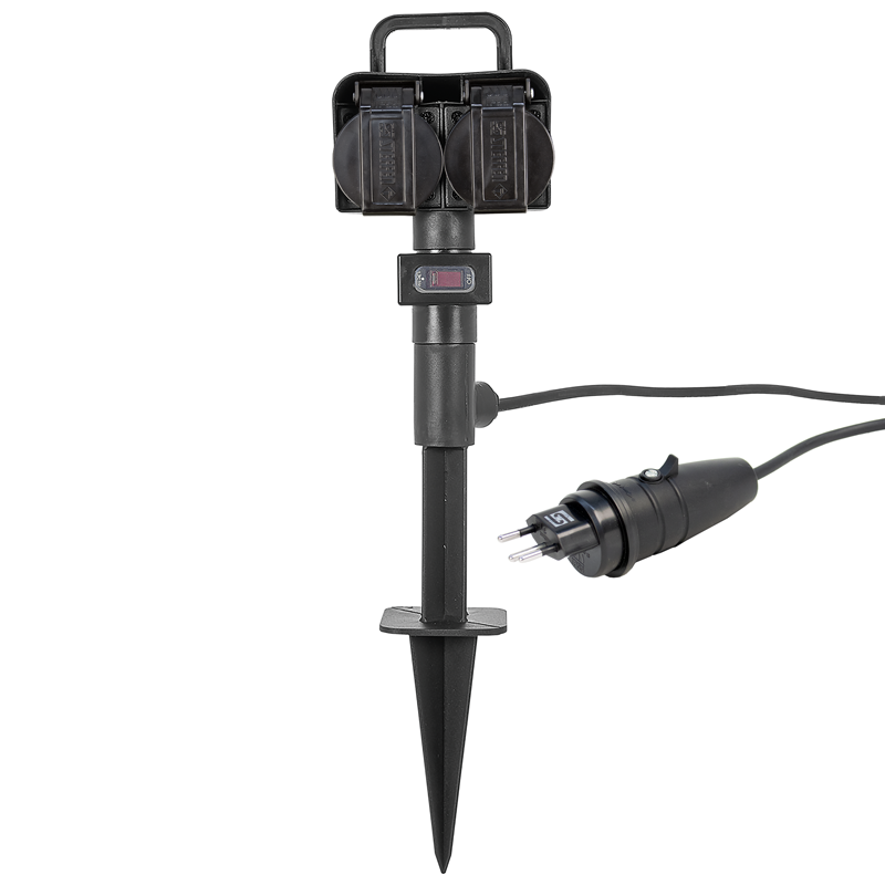 Prises de jardin GardenLine 2xT13 avec disjoncteur de surintensité 3m