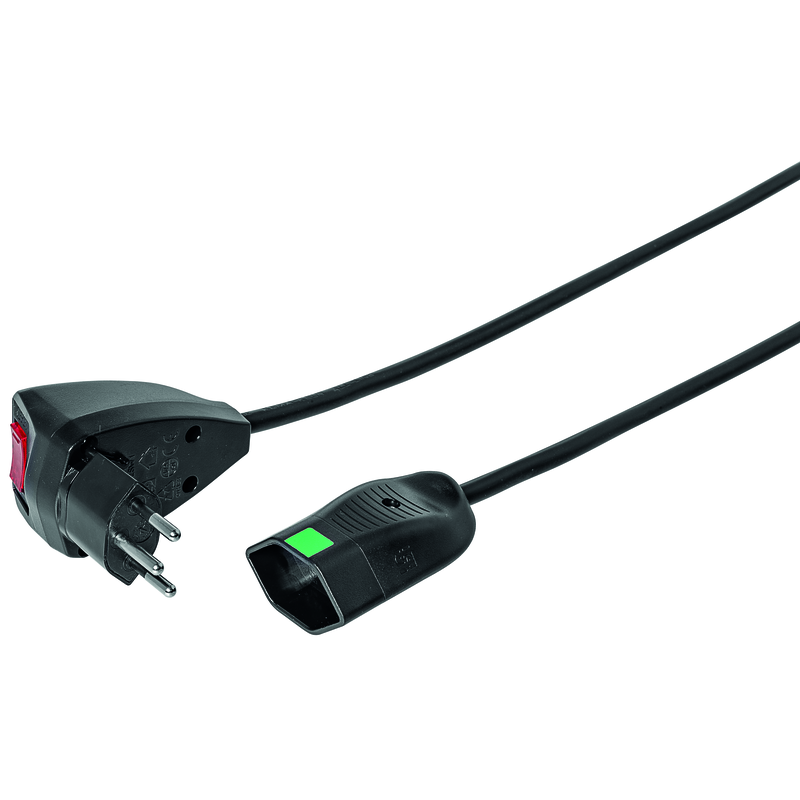 Verlängerungskabel Td 3x1mm2 5m T12-T13 mit Überstromschutz und Lock-Funkt. sw