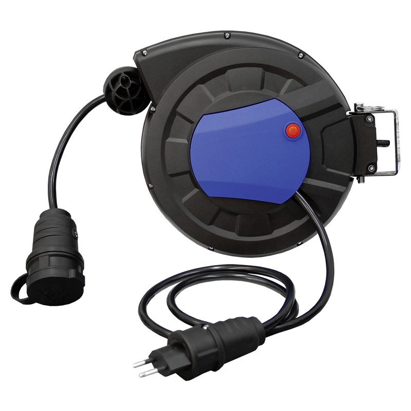 Avvolgicavo retrattile 1xT13 Td 3x1.5mm2 5m con spina T12 1m nr/bl